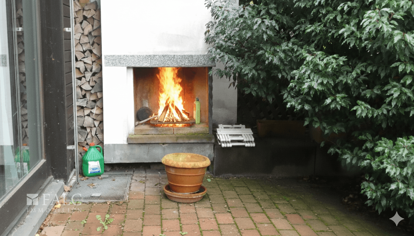 Grillkamin auf der Terrasse